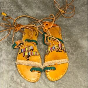 B&B Leather Sandals, No size listed but they are pictured on my size 7 foot.